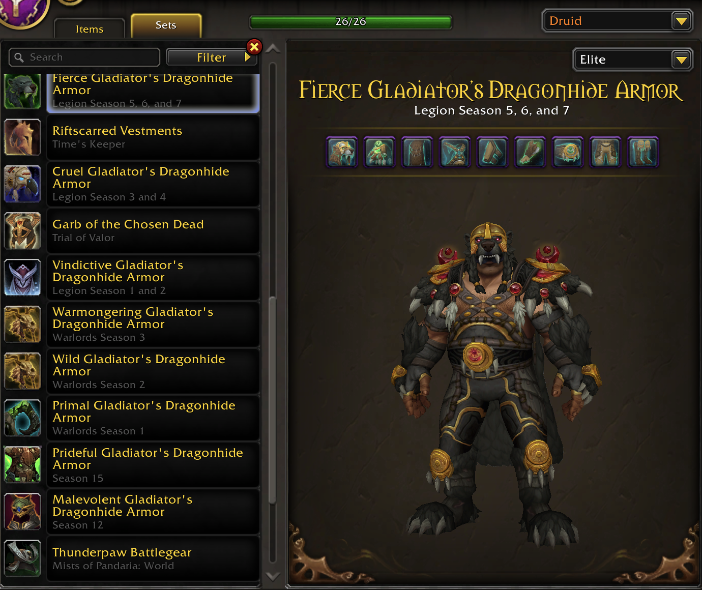 Multi Gladiator Druid | Fearless & Primal Glad Mounts | All Druid Mage Tower Forms | Legion Elite PvP Sets | Rare Mounts & Transmog | Might of the Grizzlemaw & Ghost of the Pridemother - Image 10