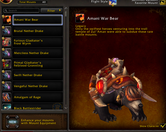 Legacy PvP Vanity | "Merciless Gladiator" Rank 1 | 6x Gladiator Mounts | All TBC Gladiator Mounts | Amani War Bear | TBC, Wrath, WoD Glads - Image 13