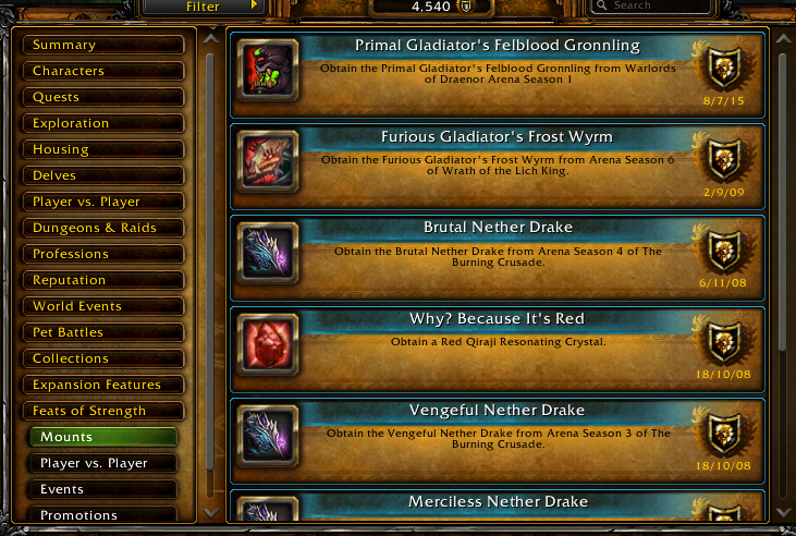 Legacy PvP Vanity | "Merciless Gladiator" Rank 1 | 6x Gladiator Mounts | All TBC Gladiator Mounts | Amani War Bear | TBC, Wrath, WoD Glads - Image 14