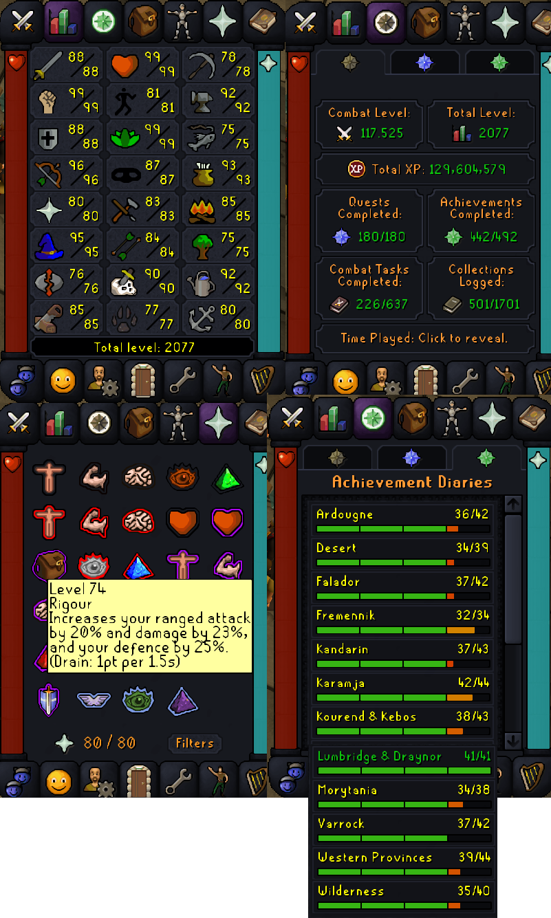 2077 Total | 117 Combat | Fire Cape | Quest Cape - Image 3