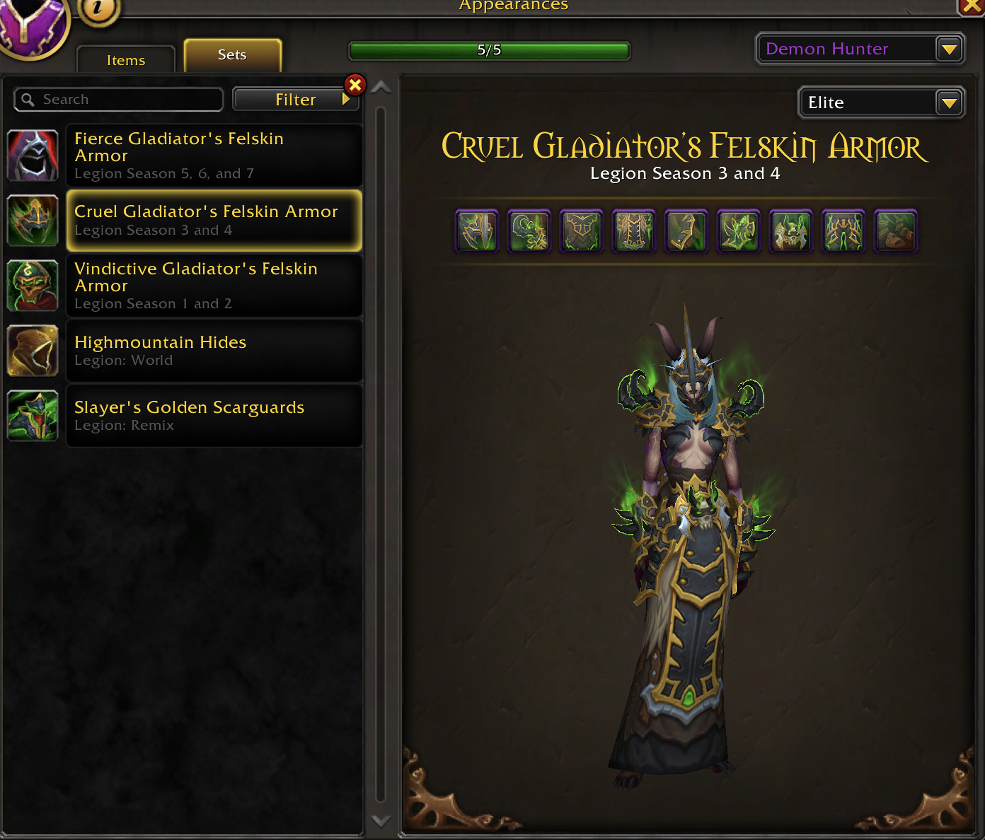 Demon Hunter Vanity | Havoc & Vengeance Mage Towers | EARNER CHARACTERS INCLUDED | Flamereaper Warglaives | All Legion Elite PvP Sets | Ferocious Glad Tabard - Image 3