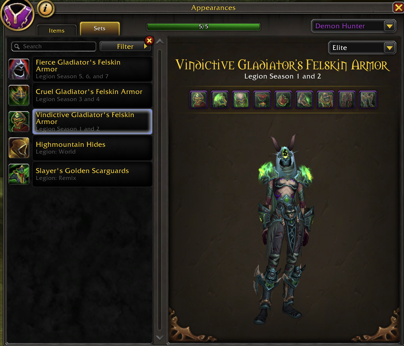 Demon Hunter Vanity | Havoc & Vengeance Mage Towers | EARNER CHARACTERS INCLUDED | Flamereaper Warglaives | All Legion Elite PvP Sets | Ferocious Glad Tabard - Image 4