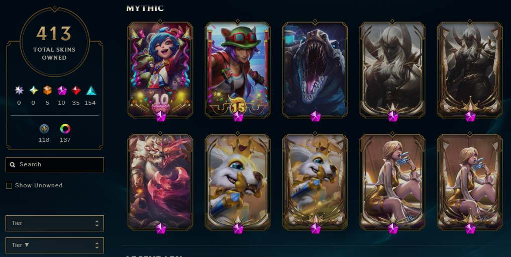 Platinum Peak | 170 Champions | 413 Skins | 35 Legendary Skins | Full Email - Image 7