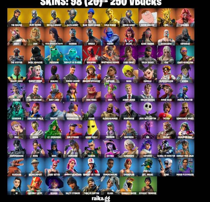 98 skins | The Reaper | Blue Squire | Royale Knight | Elite Agent | Blue Team Leader | Gold Midas | Rogue Agent | Peter Griffin | 250 VB - Image 8