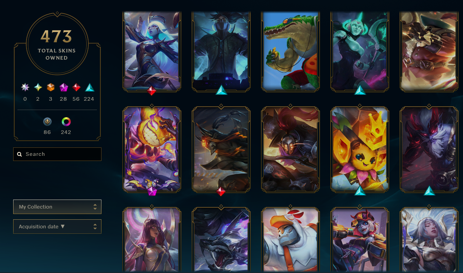 Gold III | 173 Champions | 472 Skins