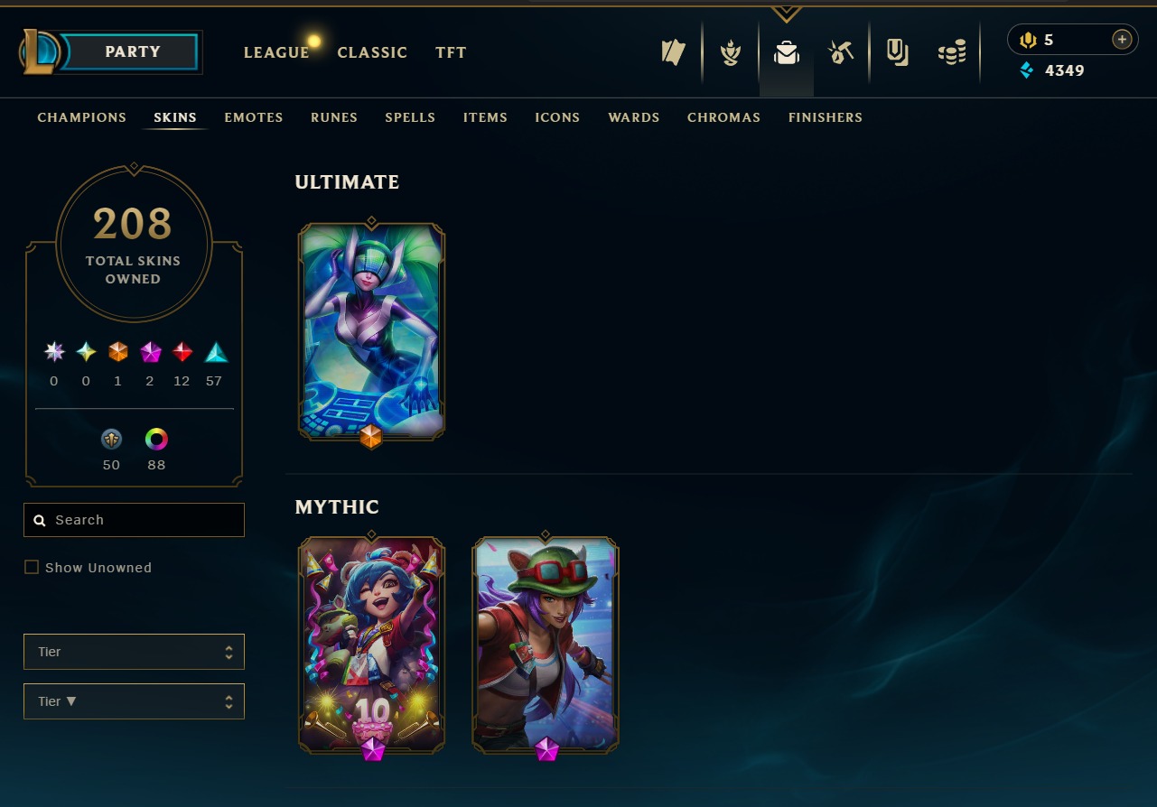Gold Peak | 233 Champions | 208 Skins | 11 Legendary Skins | Full Email