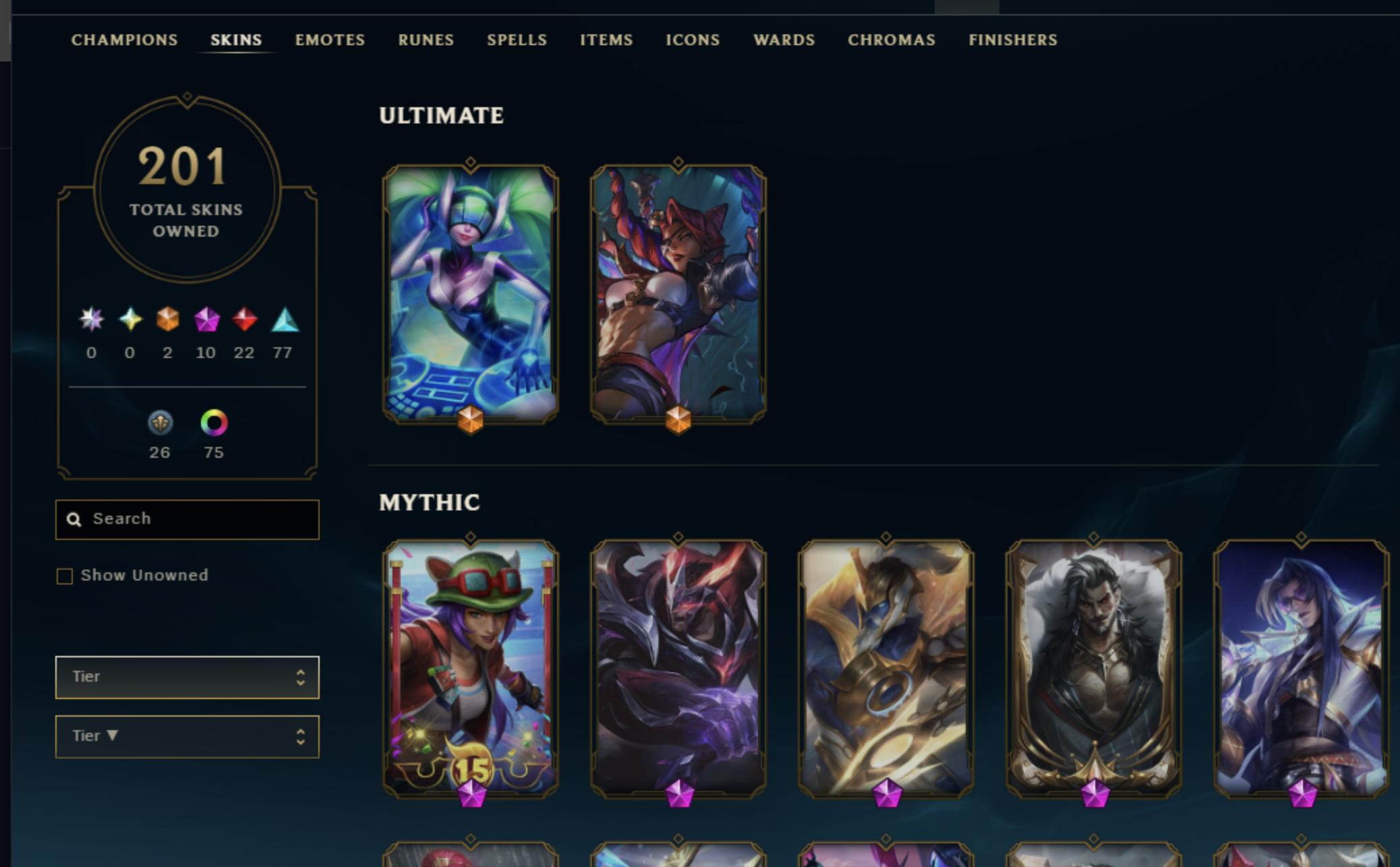 Gold Peak | 140 Champions | 202 Skins | 22 Legendary Skins