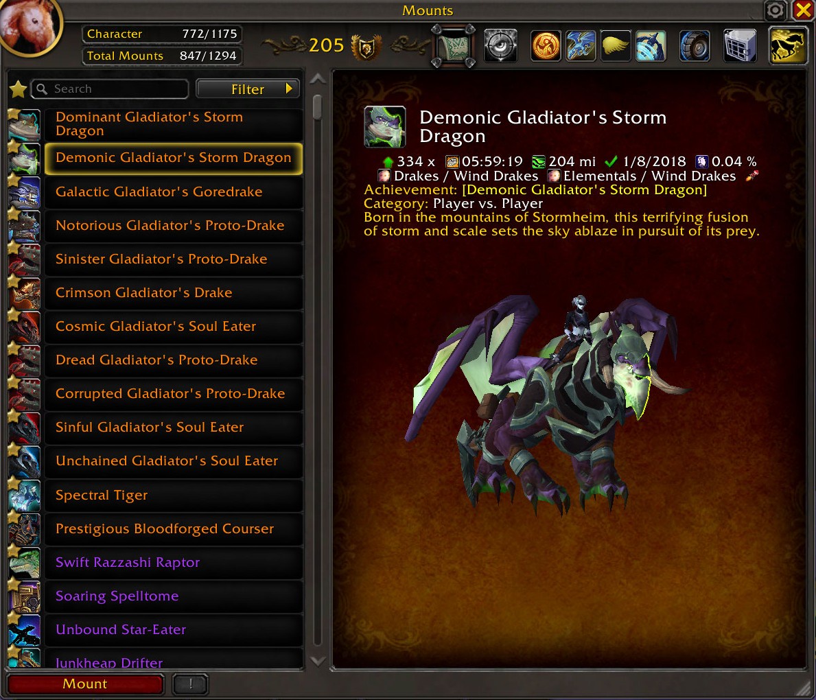 Legendary Collection | 11x Gladiator Mounts | 110x Elite PvP Sets | Spectral Tiger + Rare Mounts | Crimson Gladiator Drake | 14x PvP Illusions - Image 25