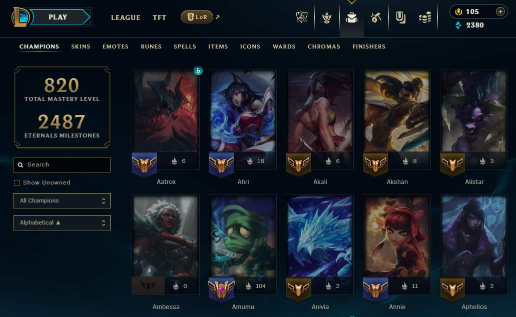 173 Champions | 763 Skins | 55 Legendary Skins