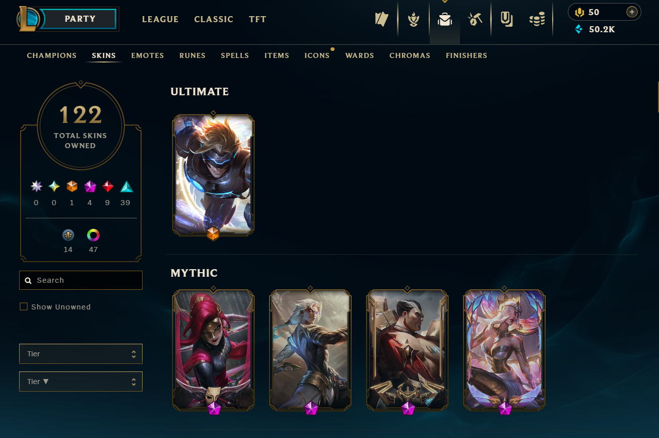 Platinum Peak | 233 Champions | 122 Skins | 9 Legendary Skins