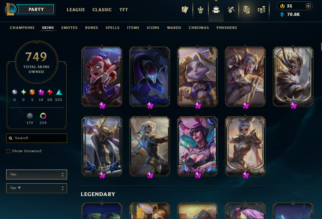 Diamond Peak | 173 Champions | 749 Skins | 59 Legendary Skins - Image 22
