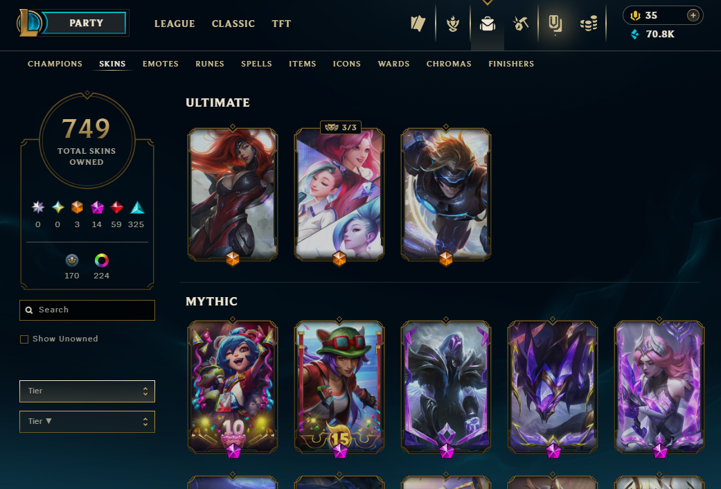 Diamond Peak | 173 Champions | 749 Skins | 59 Legendary Skins - Image 21