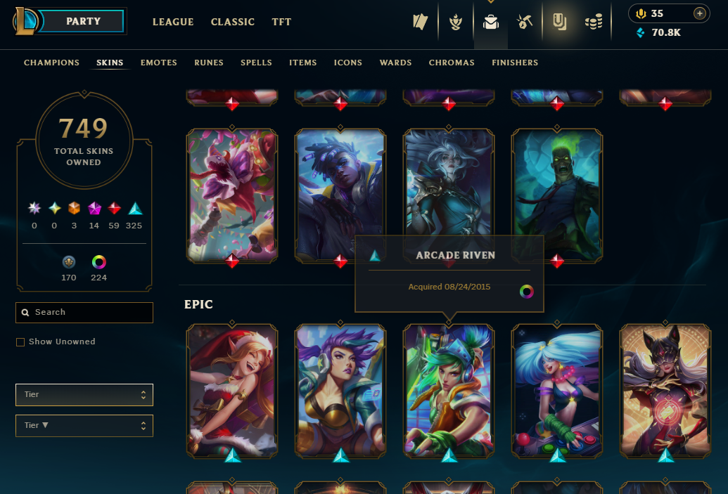 Diamond Peak | 173 Champions | 749 Skins | 59 Legendary Skins - Image 27