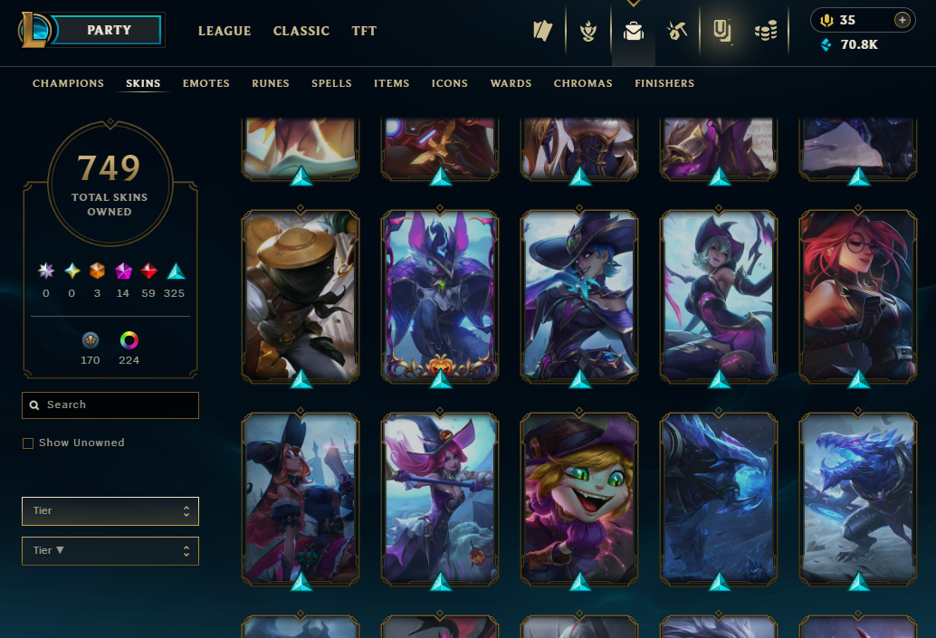 Diamond Peak | 173 Champions | 749 Skins | 59 Legendary Skins - Image 30