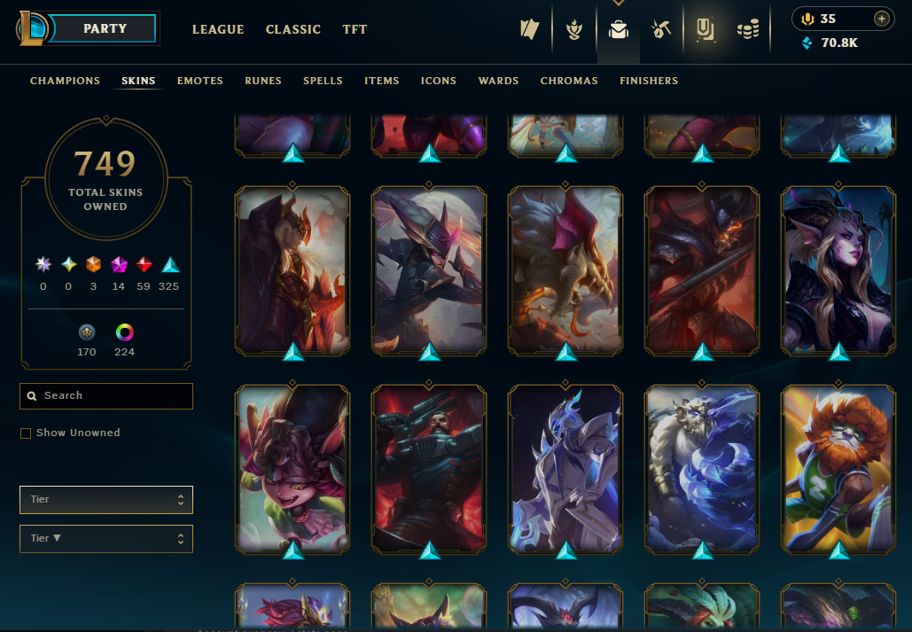 Diamond Peak | 173 Champions | 749 Skins | 59 Legendary Skins - Image 35
