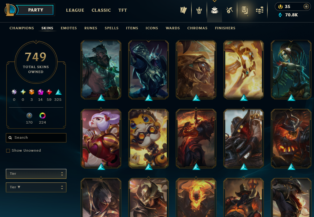 Diamond Peak | 173 Champions | 749 Skins | 59 Legendary Skins - Image 37