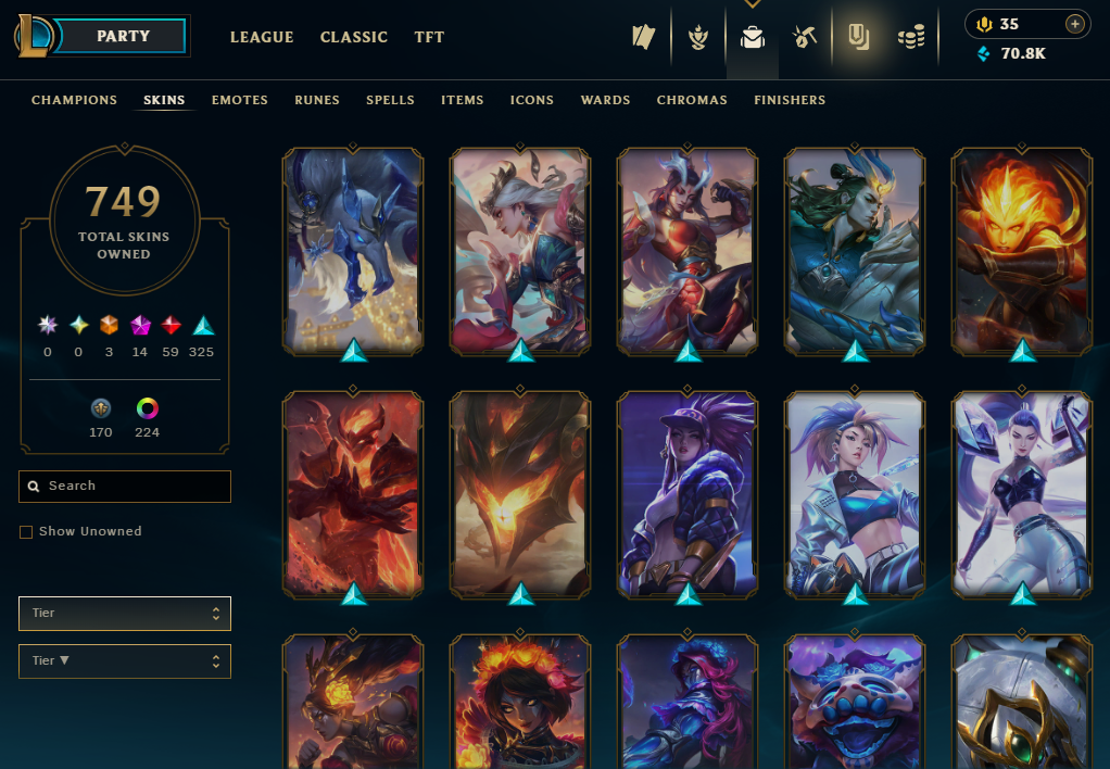 Diamond Peak | 173 Champions | 749 Skins | 59 Legendary Skins - Image 38