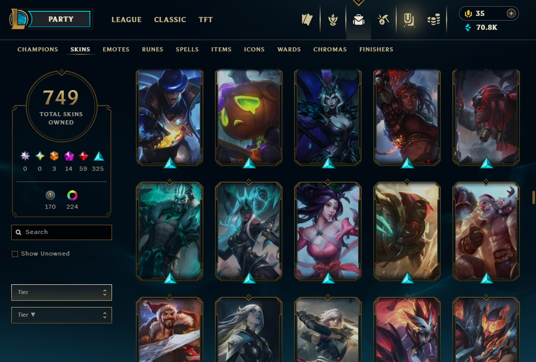 Diamond Peak | 173 Champions | 749 Skins | 59 Legendary Skins - Image 45