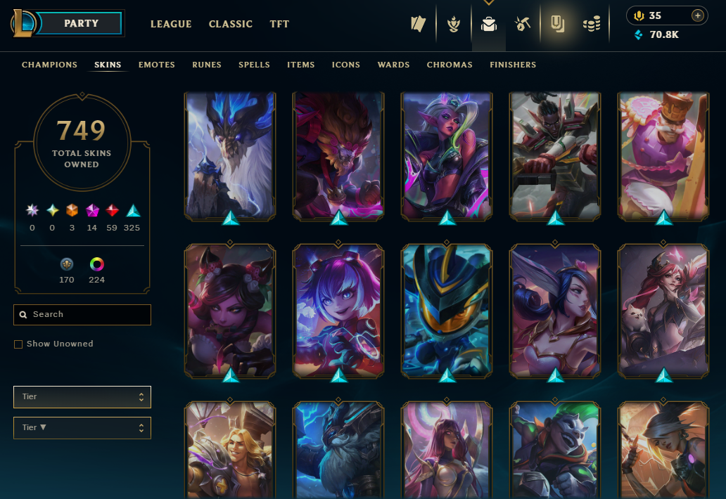 Diamond Peak | 173 Champions | 749 Skins | 59 Legendary Skins - Image 49