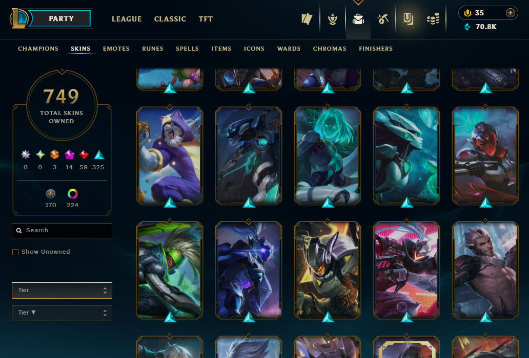 Diamond Peak | 173 Champions | 749 Skins | 59 Legendary Skins - Image 43