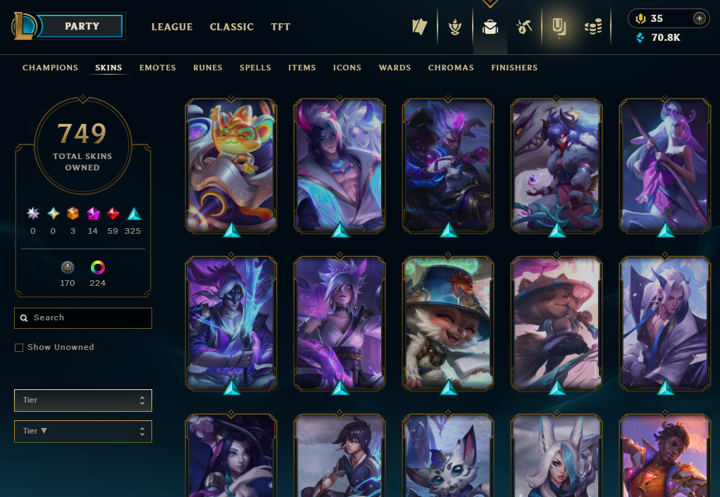 Diamond Peak | 173 Champions | 749 Skins | 59 Legendary Skins - Image 47