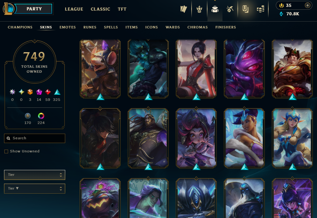 Diamond Peak | 173 Champions | 749 Skins | 59 Legendary Skins - Image 50