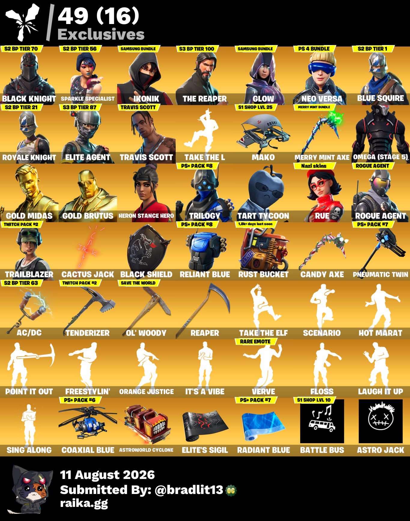 Travis Scott | IKONIK | 292 Skins | Level 3000 | Full Email