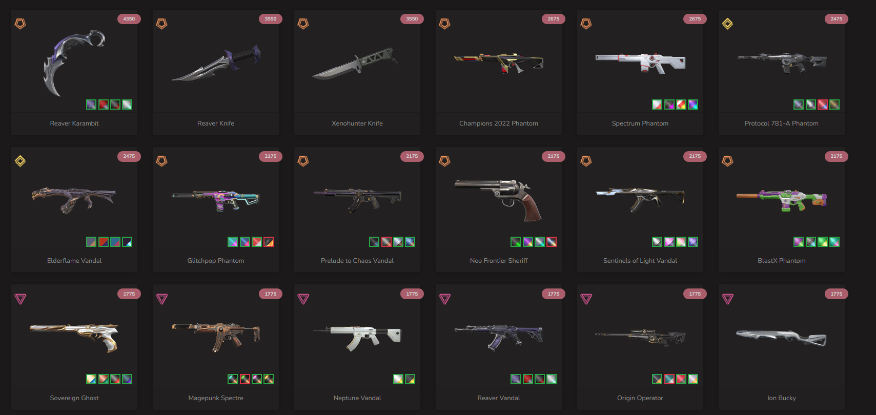 PC | Ascendant Peak | Reaver Karambit | Champions 2022 Phantom | 106 Skins