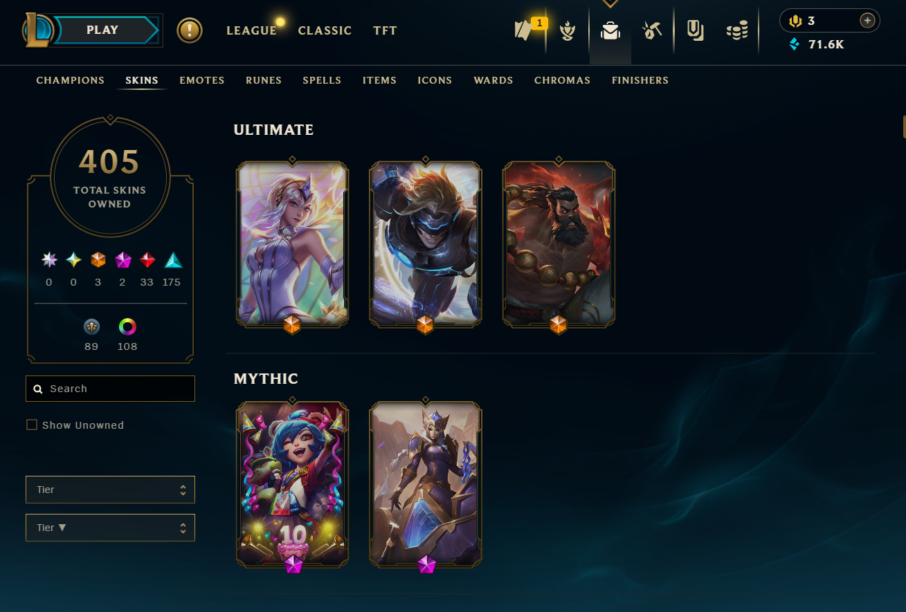 Platinum Peak | 173 Champions | 370 Skins | 33 Legendary Skins | Full Email