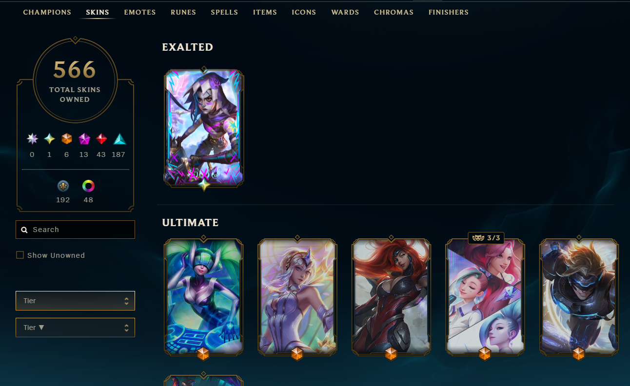 Silver Peak | 149 Champions | 566 Skins | 43 Legendary Skins | Full Email