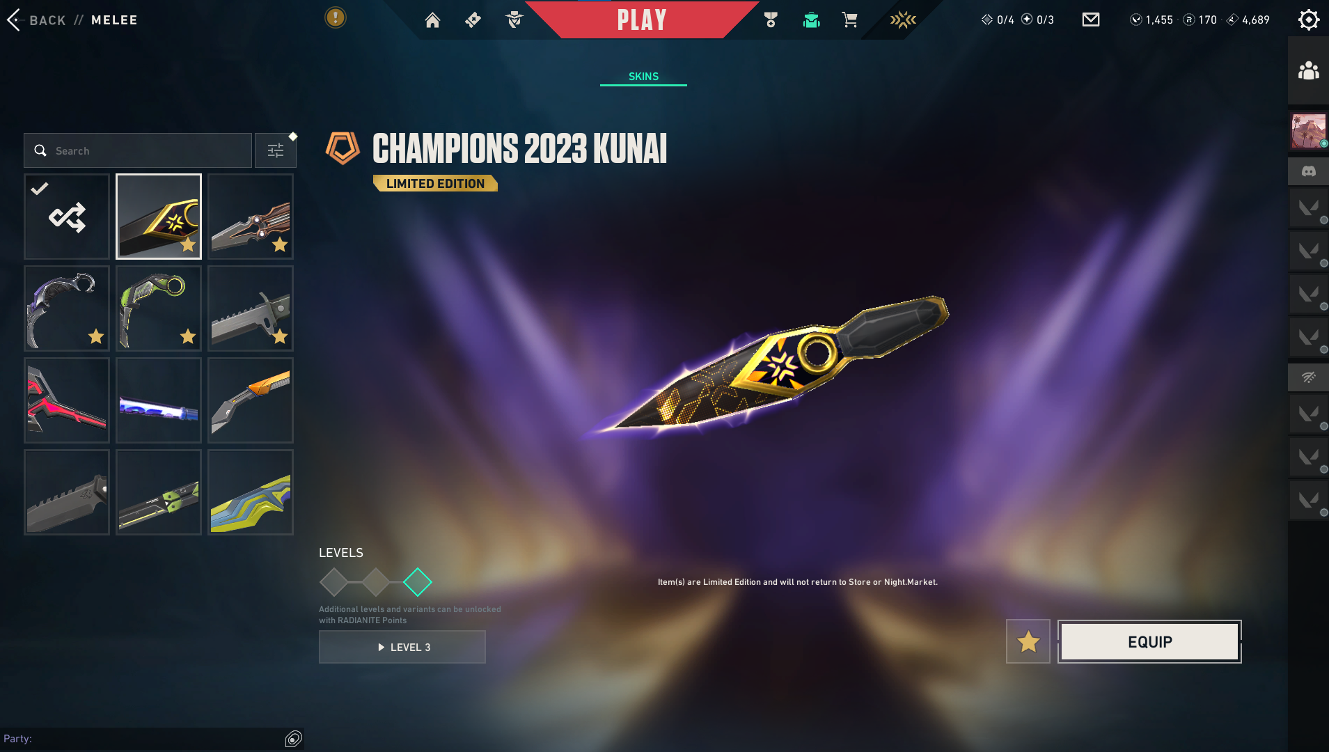 PC | Gold Peak | Champions 2023 Kunai + Vandal | 100 Skins | Full Email