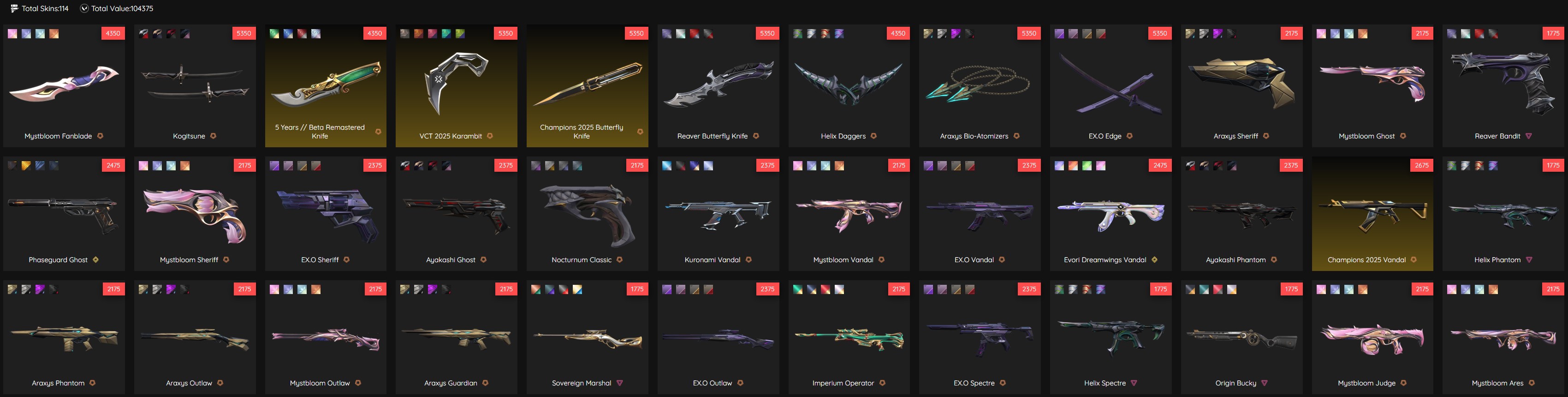 PC | Platinum Peak | Champions 2025 Butterfly Knife + Vandal | 114 Skins | Full Email