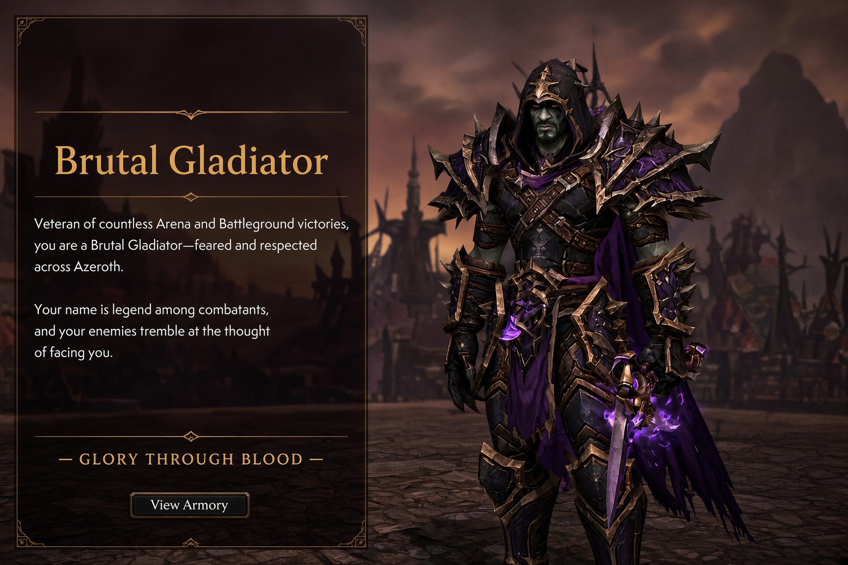 Legacy Vanity | Brutal Gladiator Rank 1 Rogue | Brutal Gladiator Nether Drake | Swift Zulian Tiger | WoD CM Weapons | Benediction / Anathema