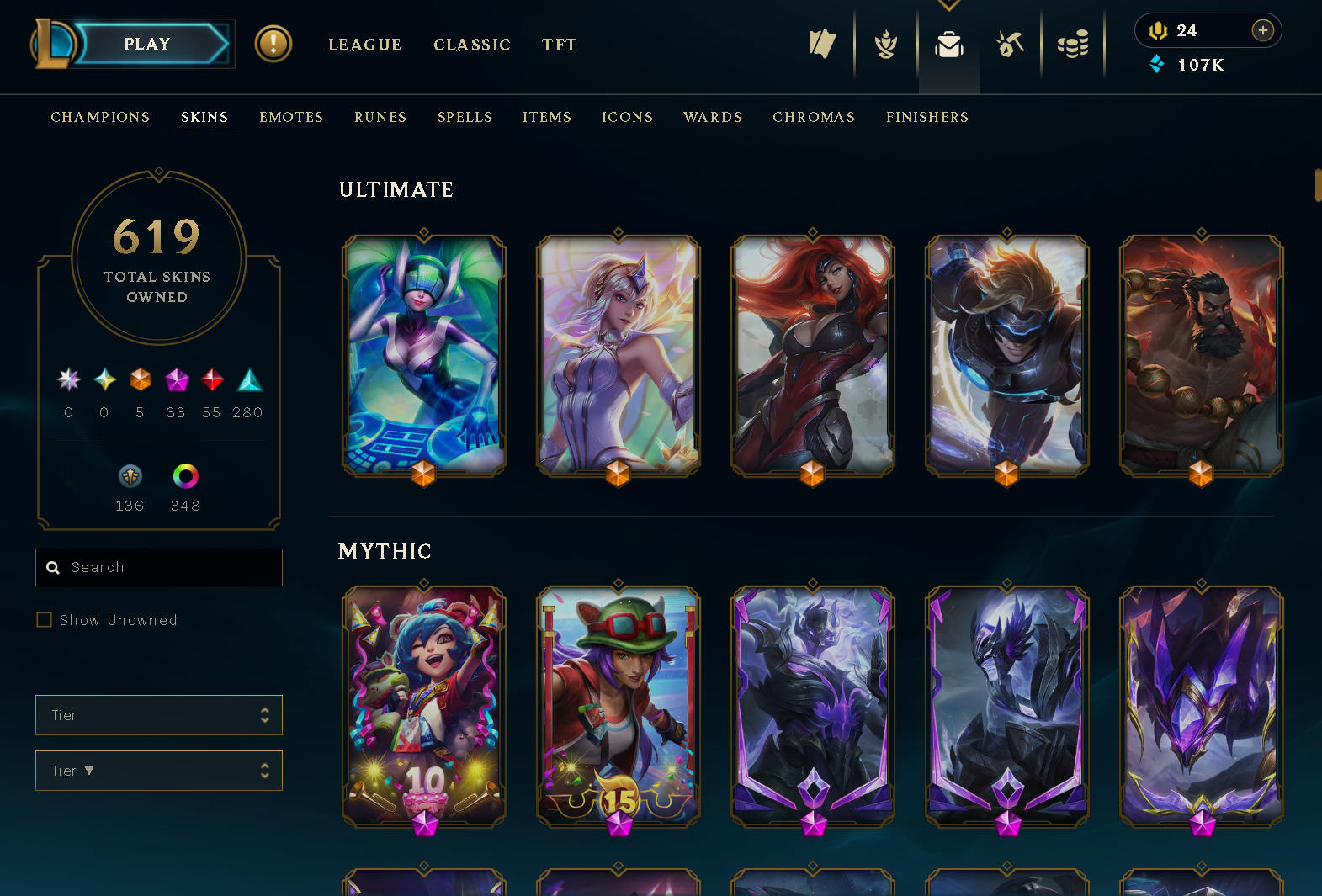 Grandmaster Peak | 173 Champions | 619 Skins | 55 Legendary Skins | Full Email