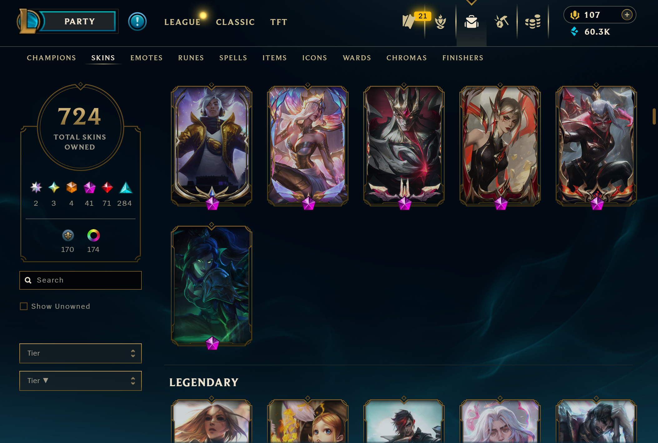 Diamond Peak | 151 Champions | 724 Skins | 71 Legendary Skins | Full Email - Image 12