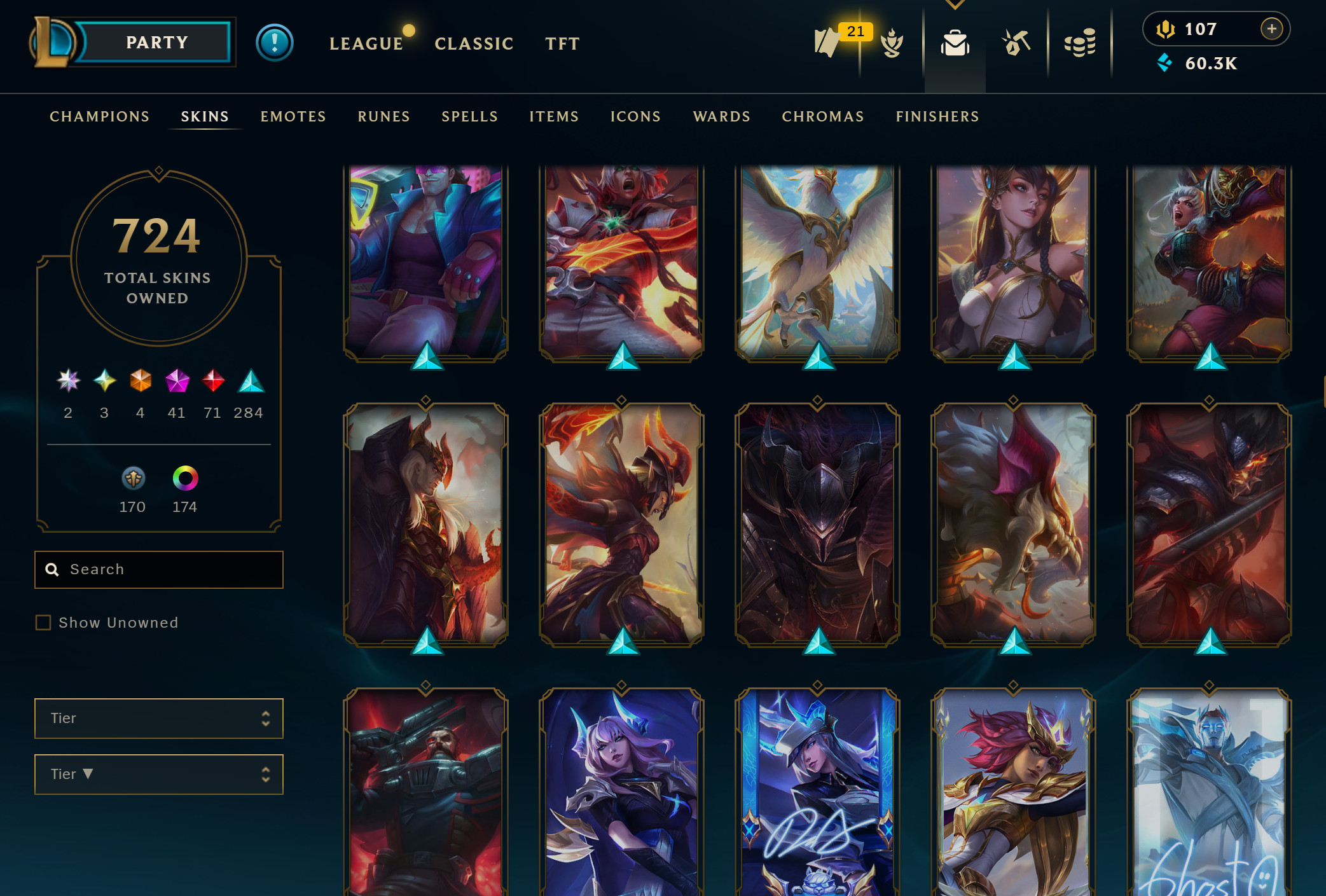 Diamond Peak | 151 Champions | 724 Skins | 71 Legendary Skins | Full Email - Image 24