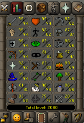 2080 Total | 125 Combat | GM Combat Achiev. | Infernal Cape