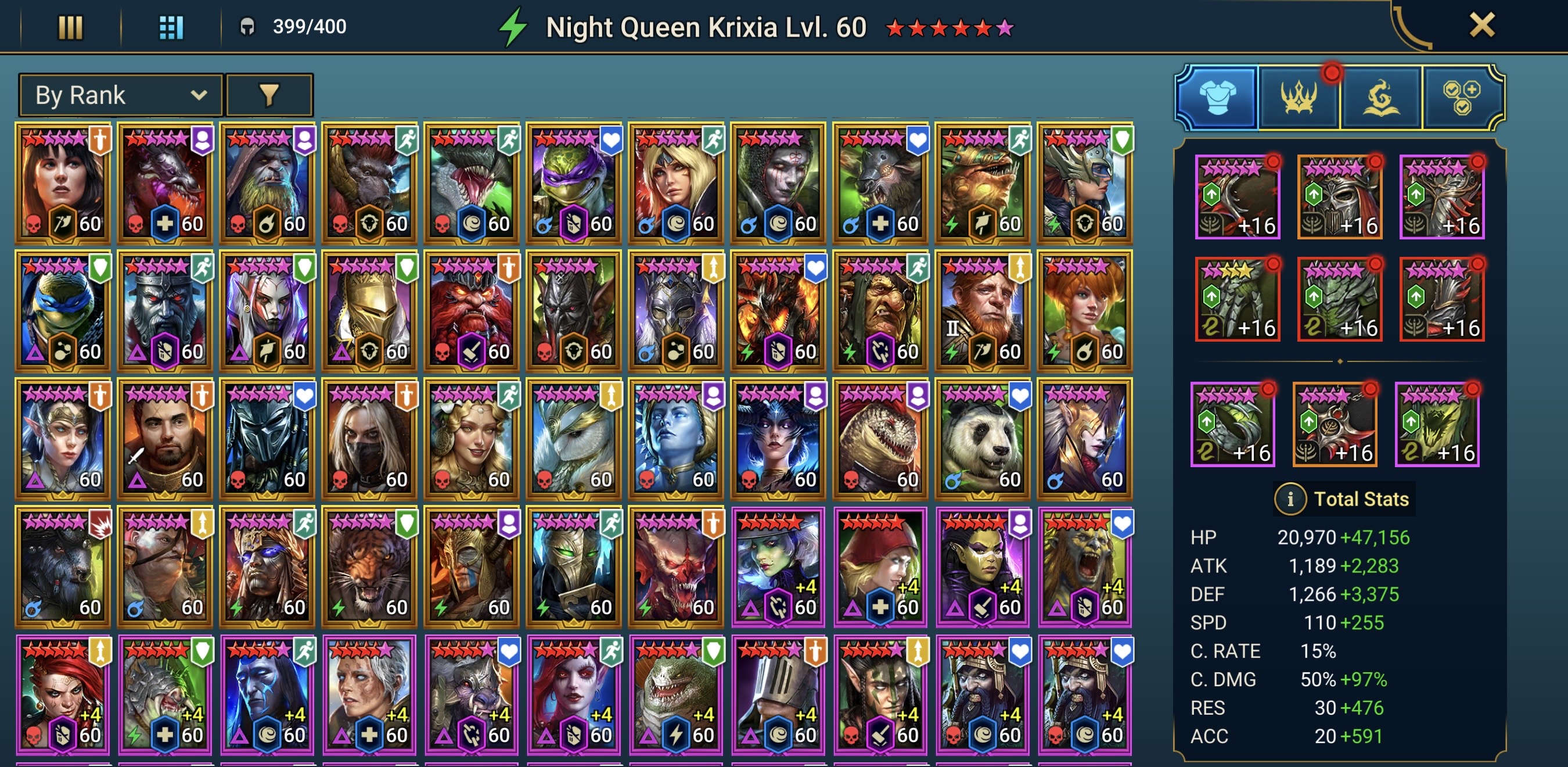 Level 100 | 41M Power | Best PvP Heros | Wixwell | 7 Mythics | 163 Legendary Champions - Image 8