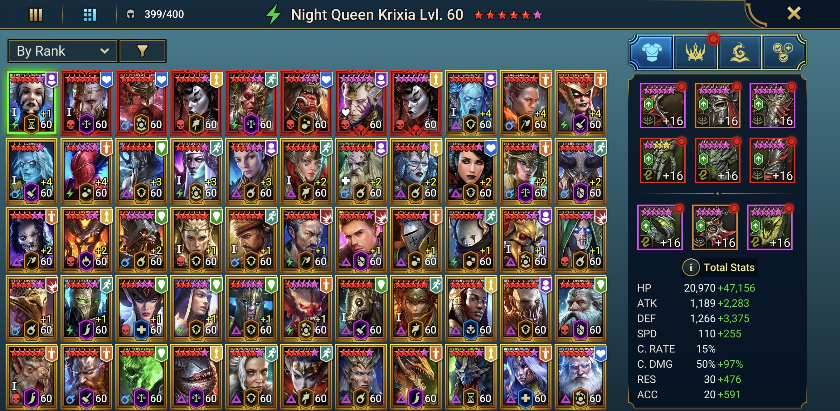 Level 100 | 41M Power | Best PvP Heros | Wixwell | 7 Mythics | 163 Legendary Champions - Image 9