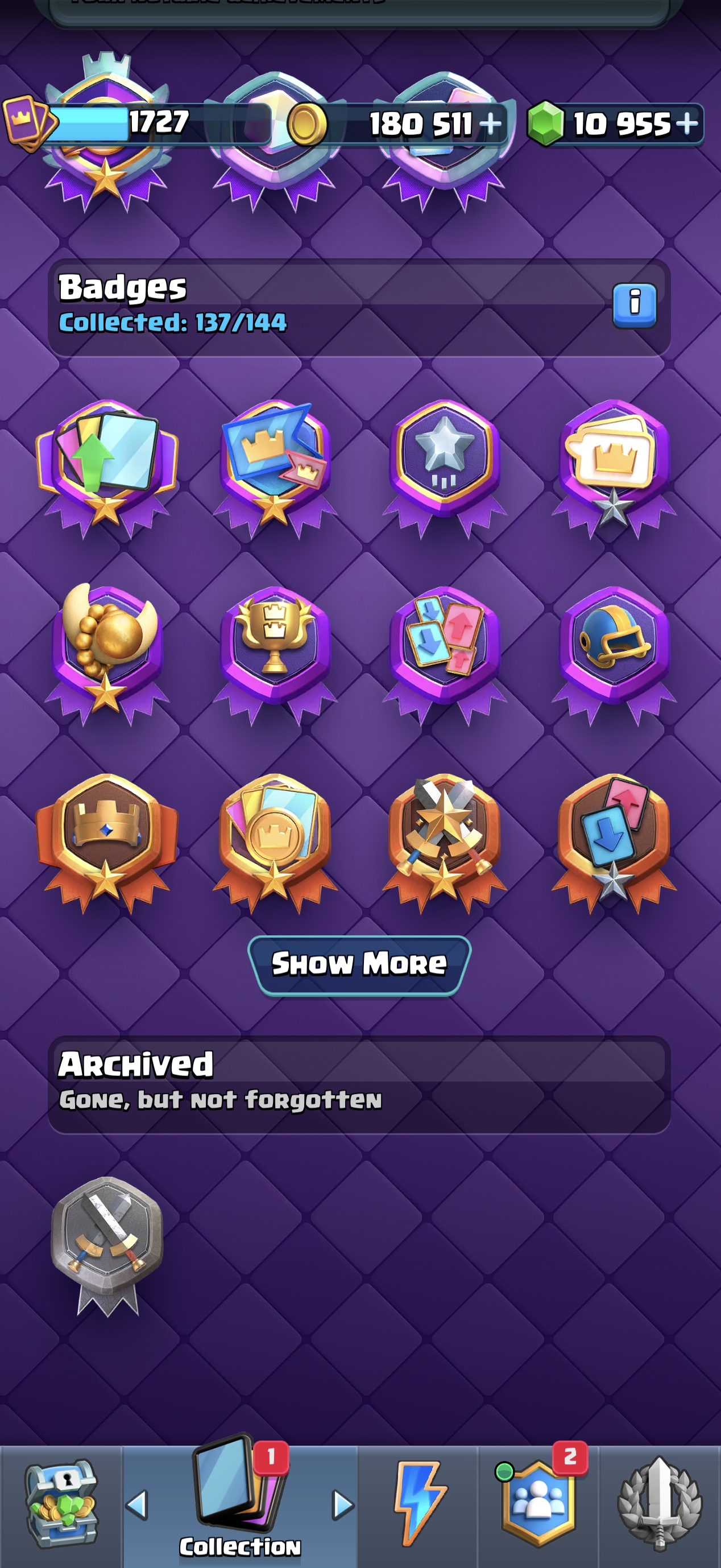 King Tower 16 | 22 Level 16 Cards | 21 Evolutions | 123/123 Unlocked | 6107 Wins  - Image 8