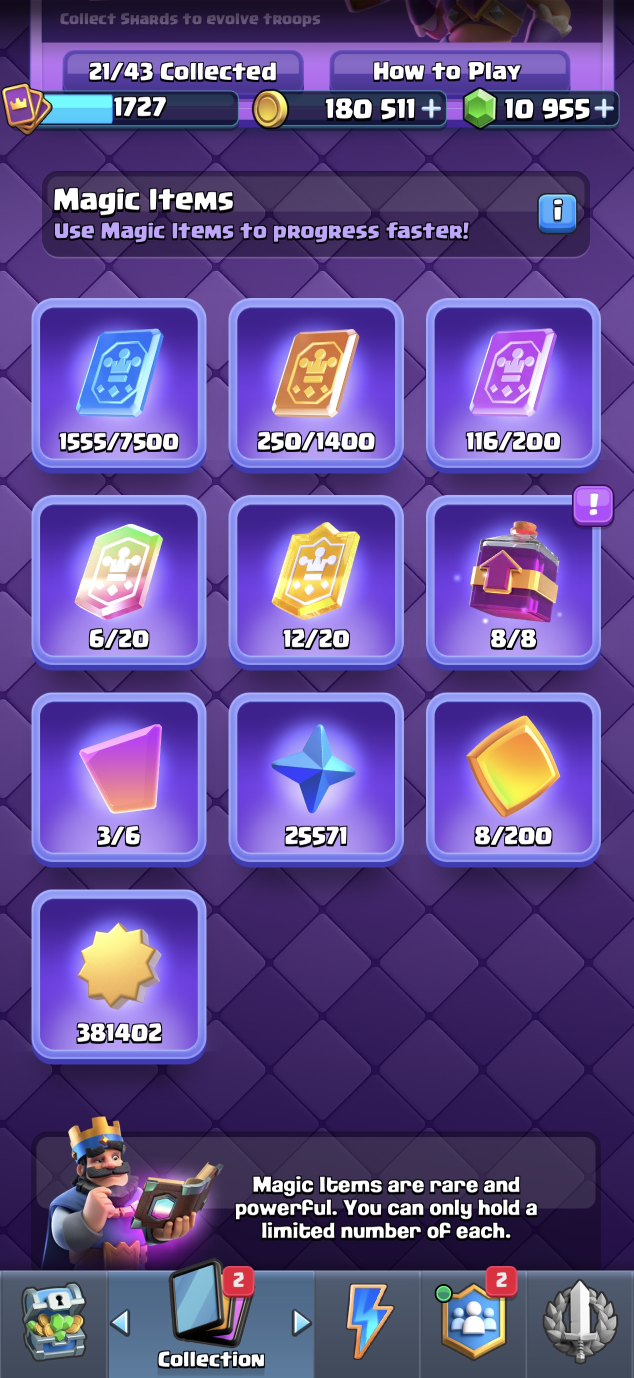 King Tower 16 | 22 Level 16 Cards | 21 Evolutions | 123/123 Unlocked | 6107 Wins  - Image 10