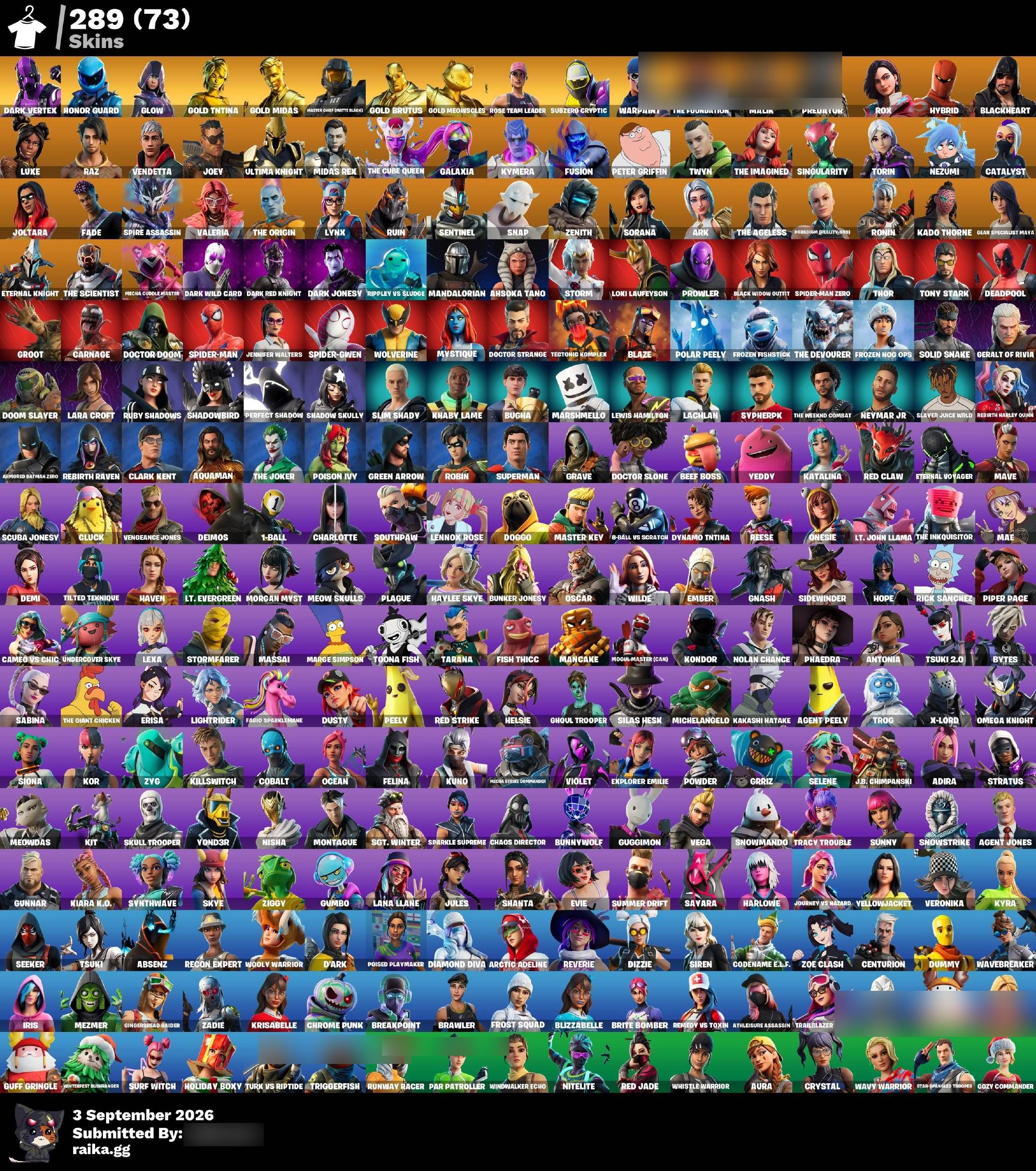 Rose Team Leader | Dark Vertex | 289 Skins | Chapter 1 Season 7 | Level 4173 | Full Email - Image 15