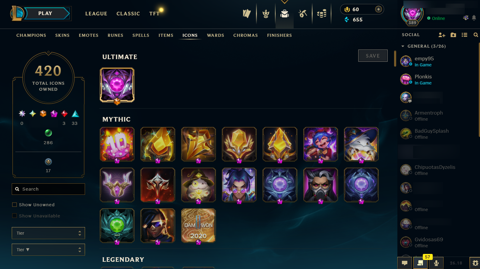 Master Peak | 171 Champions | 351 Skins | 39 Legendary Skins | Full Email - Image 4