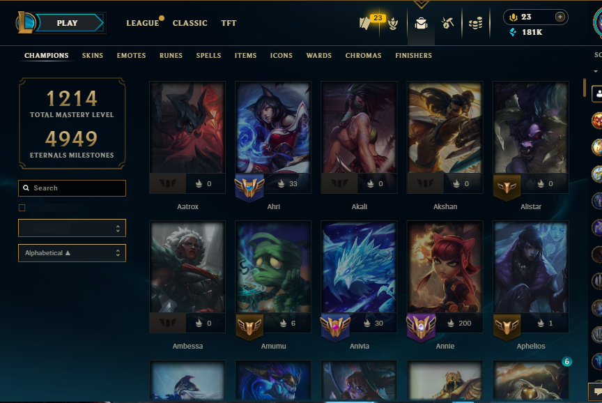 173 Champions | 291 Skins | 1214 Mastery  - Image 3