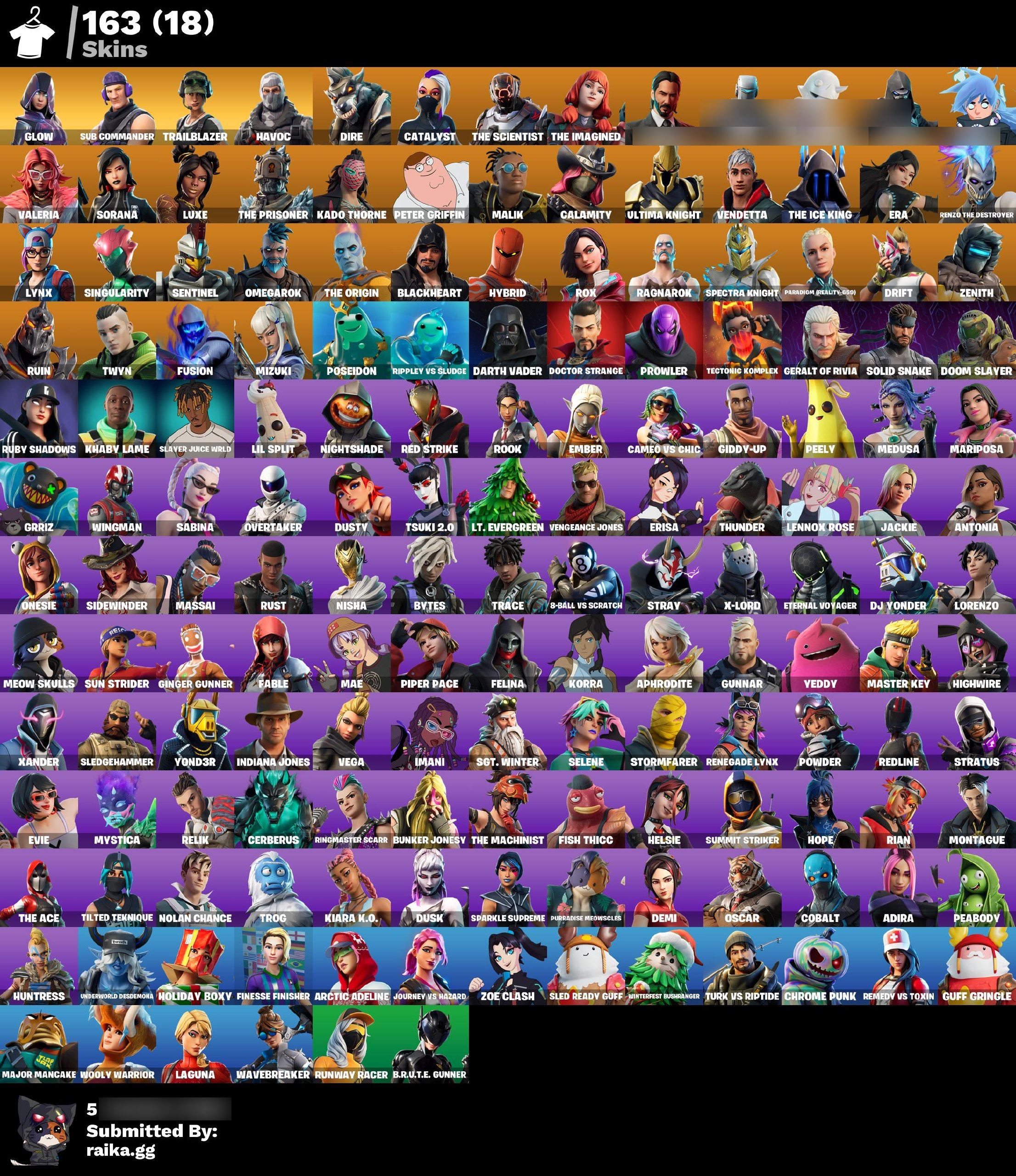 Glow | Trailblazer | Ice King | Havoc | Ragnarok | Doctor Strange | Peter Griffin | 163 Skins | Level 2252 | Full Email - Image 5