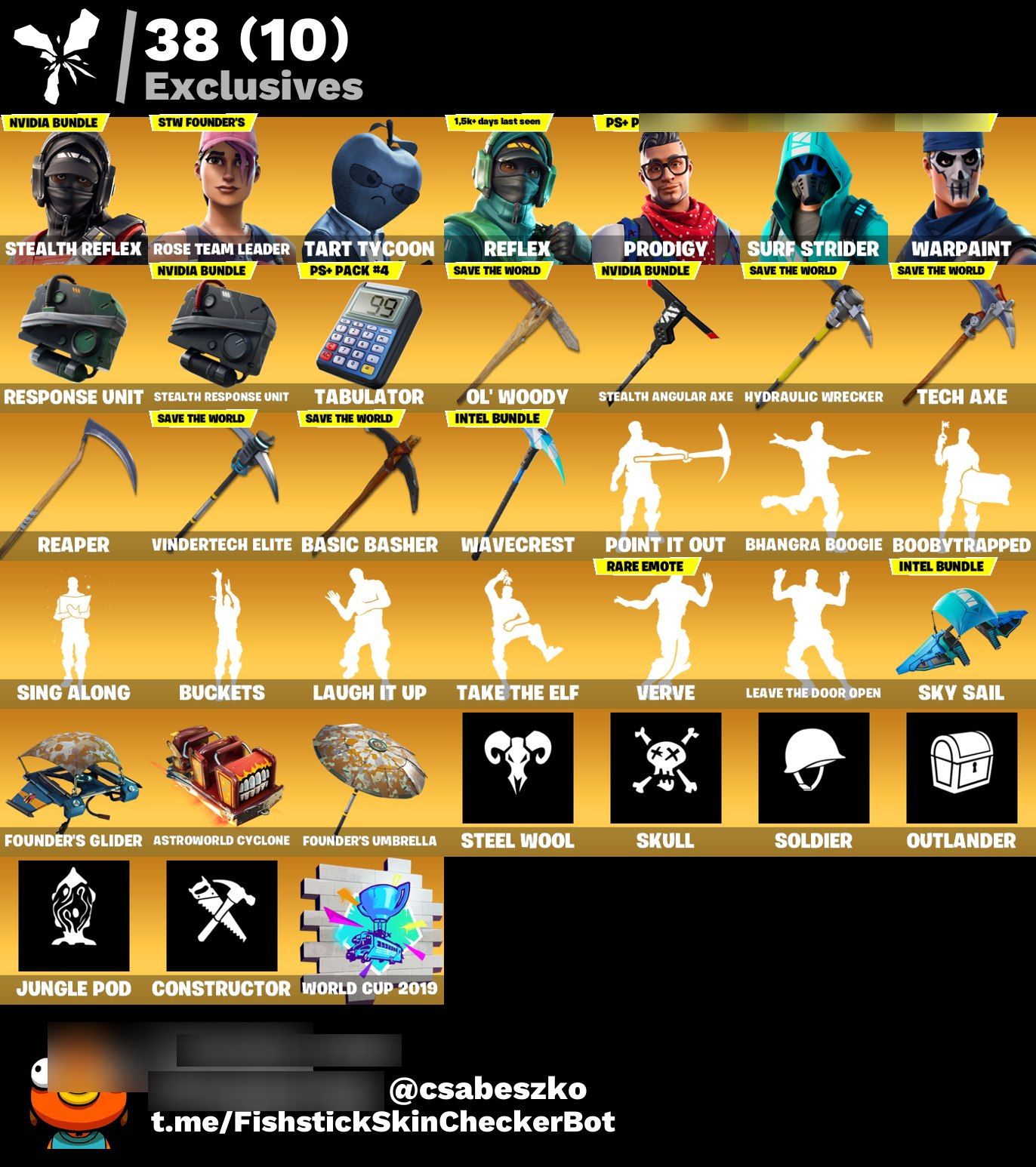 High-End | Stealth Reflex | STW Founders | Reaper Pickaxe | Astroworld Cyclone | Thor | Tony Stark | 152 Skins | Chapter 1 Season 7 | Level 1529 - Image 4